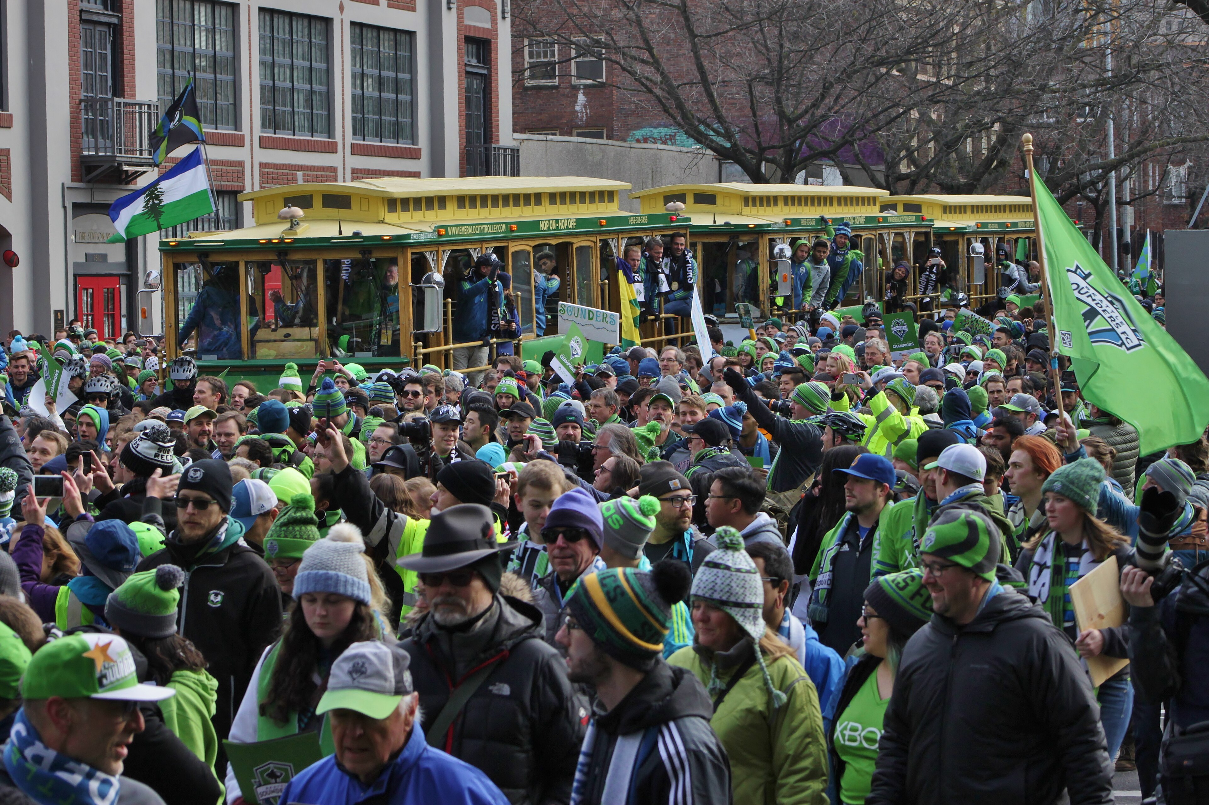 Seattle Sounders supporters and city rally energy