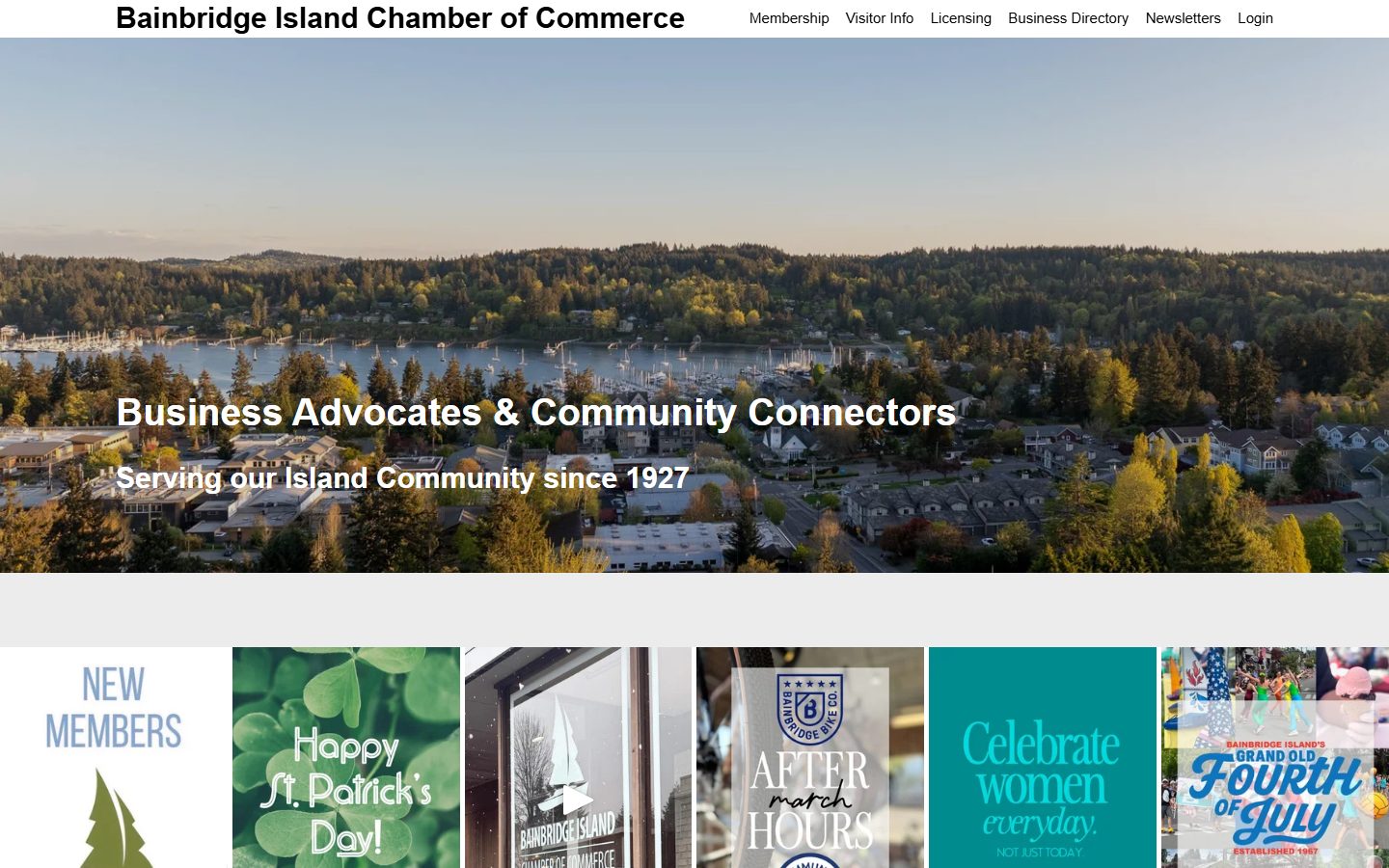 Bainbridge Chamber storefront on Winslow Way.